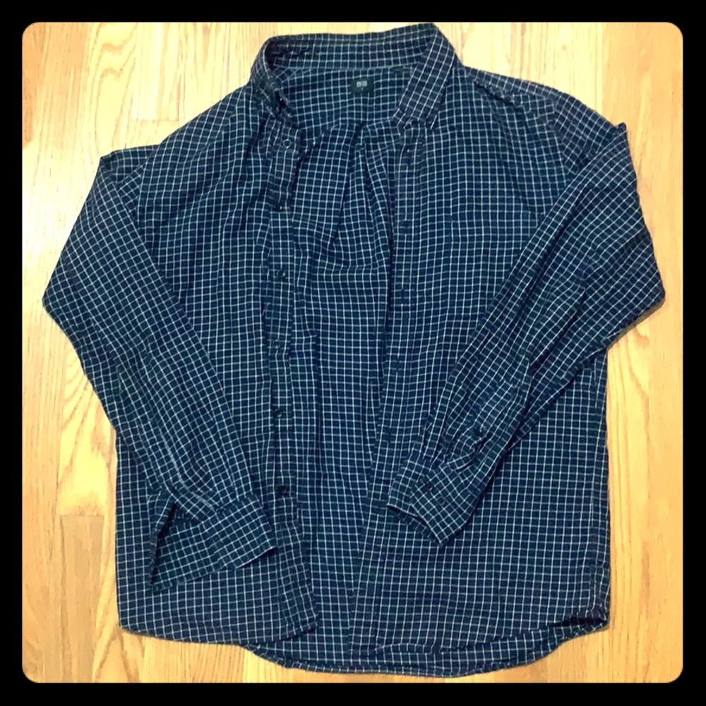 Dark blue plaid flannel